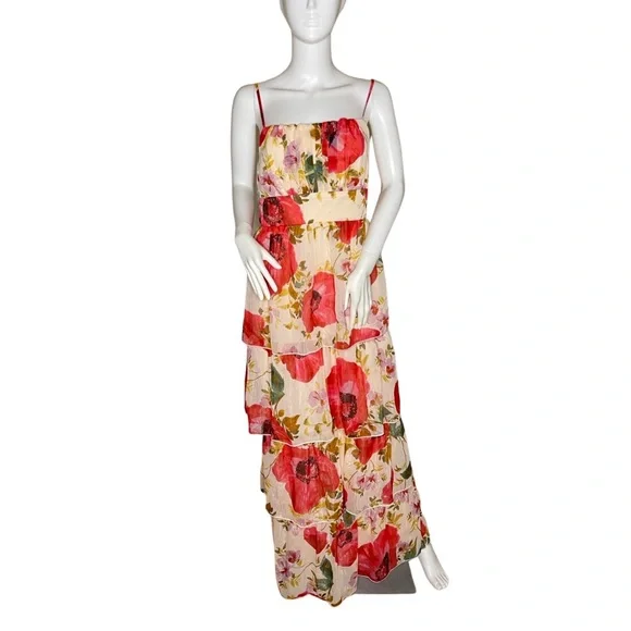 floral maxi dress with neck scarf DANIELA SCARF DRESS